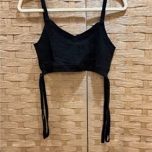 SET ACTIVE Black Knit Crop Top with Ties size M